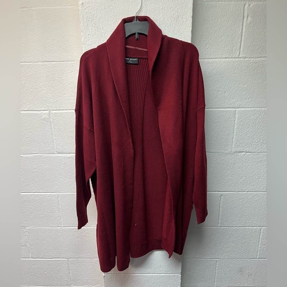 Lane Bryant Deep Red Open Front Cardigan Sweater